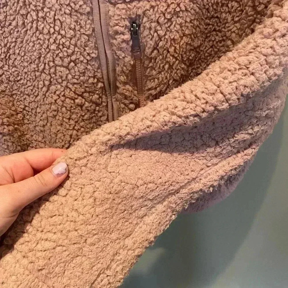 LOVE TREE PINK TEDDY CROP ZIP UP JACKET M - Picture 4 of 6